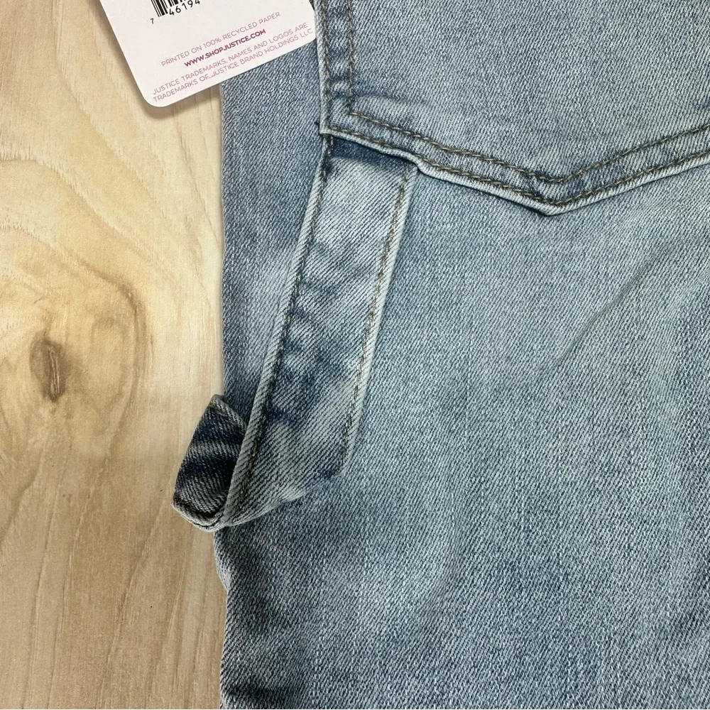 NEW GIRLS JUSTICE distressed Denim Jean Overalls‎ SIZE 14 SLIM